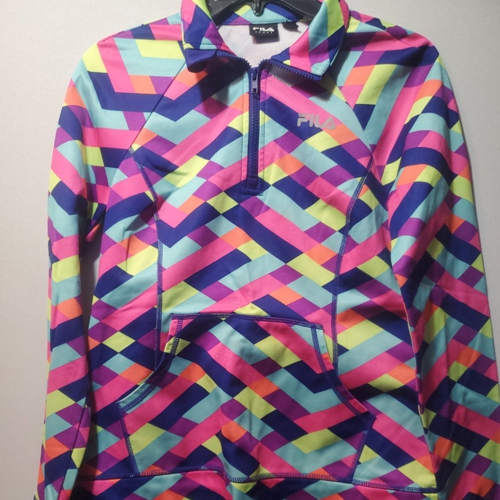 Long Sleeve 1/4 Zip Active  Stretch Tops FILA, Multi Color Small